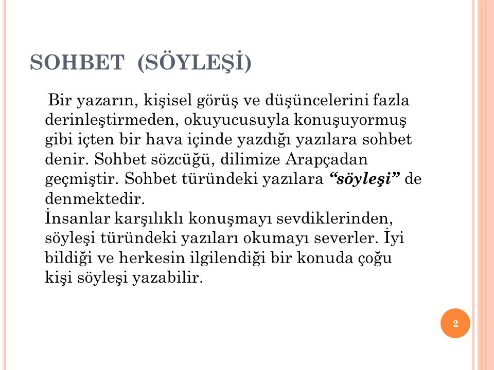 Sohbet Nasıl Yazılır